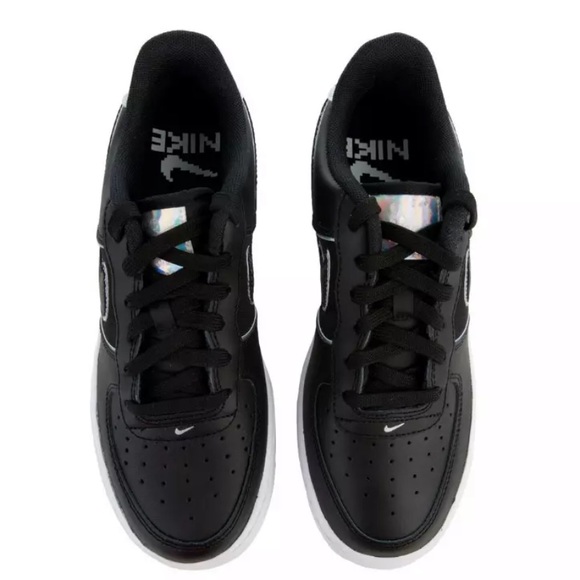 NIKE AIR FORCE ONE AF1 BLACK WHITE SILVER BQ7042 - Picture 5 of 12